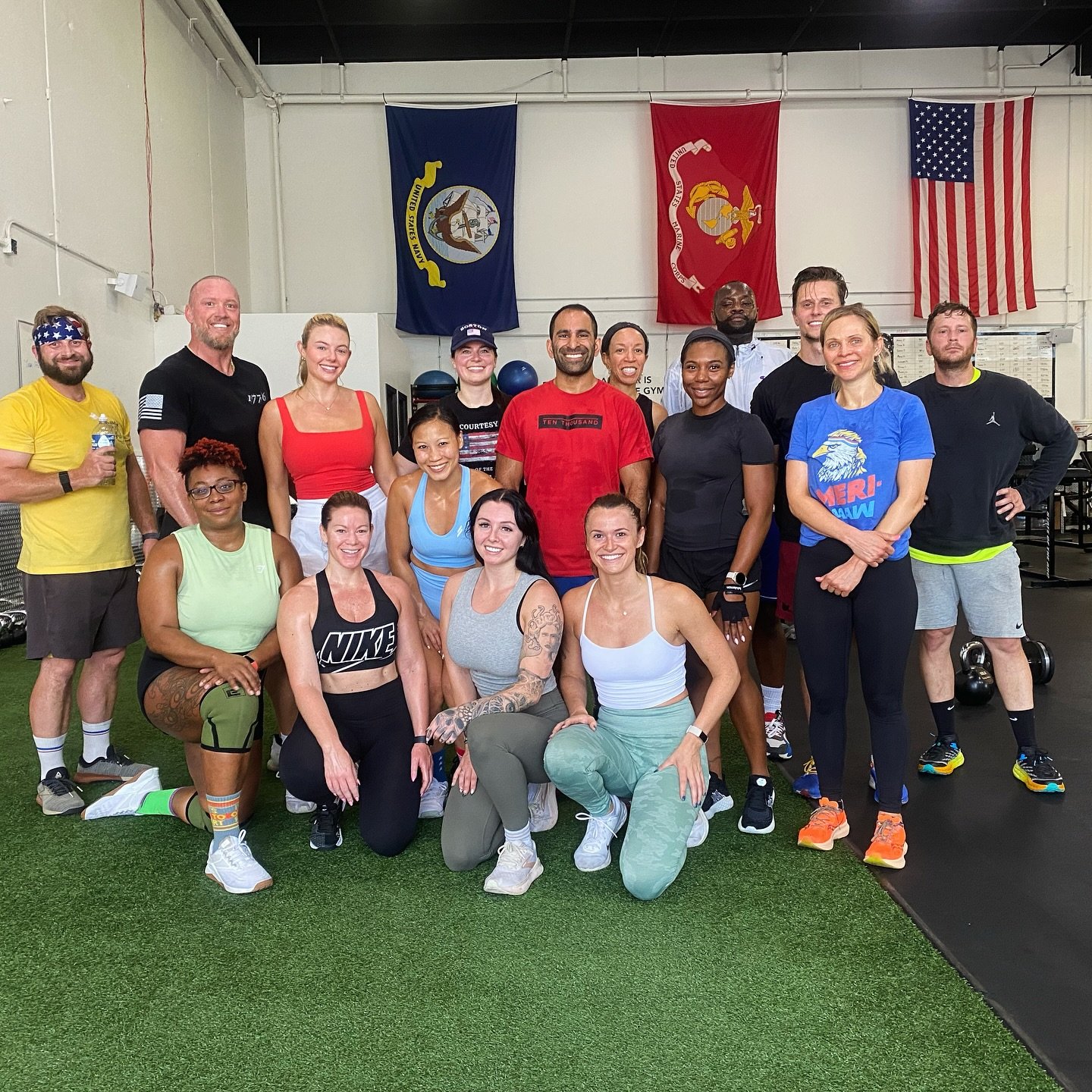🇺🇸 4th of JULY WORKOUT 🇺🇸 
A big thank you to everyone that came and participated in our July 4th workout!  The workout itself was a modified version of the &ldquo;Team 1776&rdquo; wod, and it was definitely a fun and challenging one (see slides